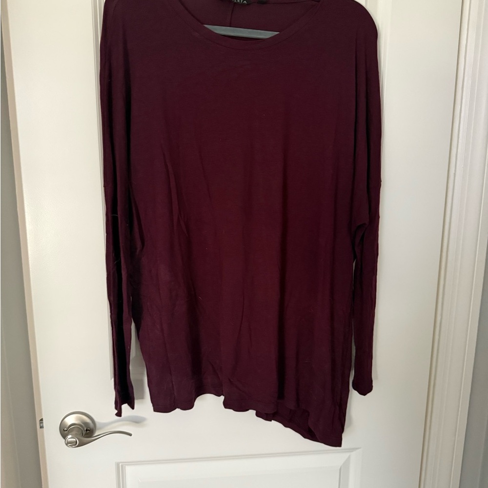 Athleta Deep Burgundy asymmetrical Long Sleeve Tee